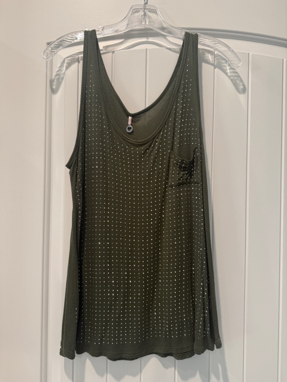 Robin K Olive Green Studded Scoop Neck Tank